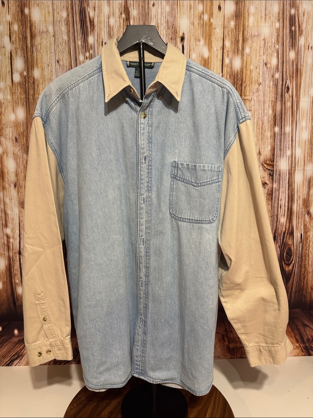 Reed Hunter Light Blue Denim Shirt with Cream Sleeves